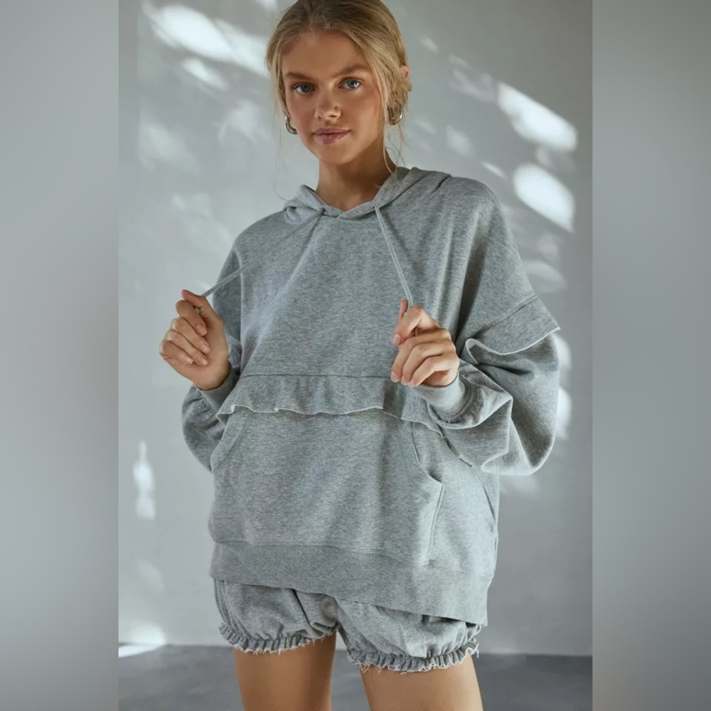 Urban Outfitters Out From Under Fade Away Ruffled Hoodie Sweatshirt